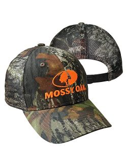 BU Blaze Orange Logo Camo MESH Trucker Hat Cap with Snapback Wicking Sweatband Precurved Visor (Break Up)