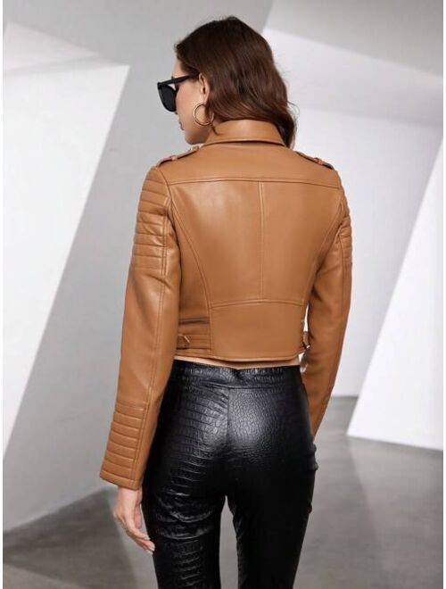 ZIAI General Zip Up PU Leather Moto Jacket