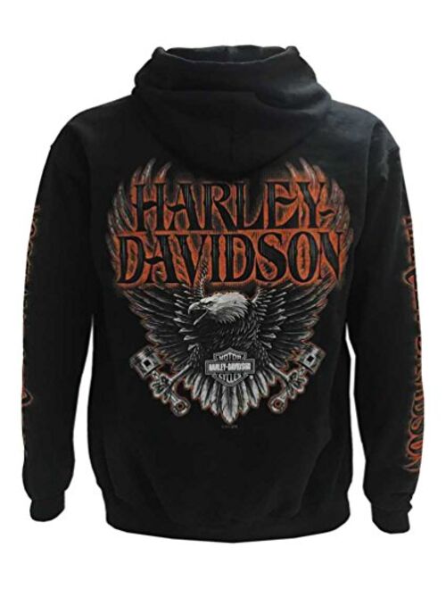 Harley Davidson Harley-Davidson Men's Eagle Piston Long Sleeve Full-Zip Hoodie, Black 30299950