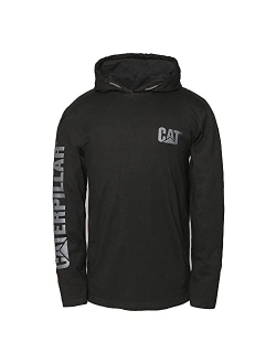 Men's Hooded Banner Long Shirts with UPF 50 Protection, Moisture Control and Cat Logo on Sleeve