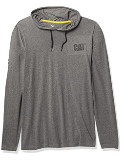 Men's Hooded Banner Long Shirts with UPF 50 Protection, Moisture Control and Cat Logo on Sleeve