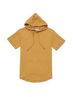 DubinikShort Sleeve Hoodie Lightweight Soft Cotton Moisture Wicking Kangaroo Pocket Short Sleeve Hoodie For Men