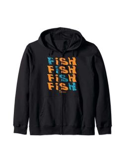Fish Fish Fish Open Water Fill Logo Zip Hoodie