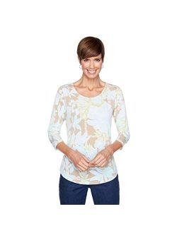 Women's Petite Eclectic Floral Puff Top