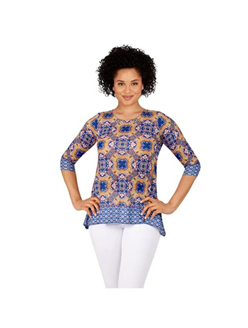 Ruby Rd. Womens Womens Tile Border Sublimation Top