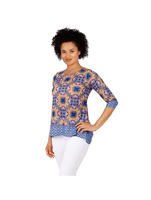 Ruby Rd. Womens Womens Tile Border Sublimation Top