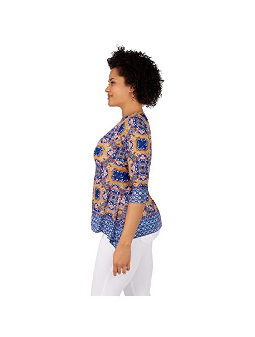 Ruby Rd. Womens Womens Tile Border Sublimation Top