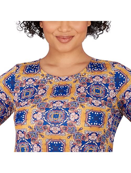 Ruby Rd. Womens Womens Tile Border Sublimation Top