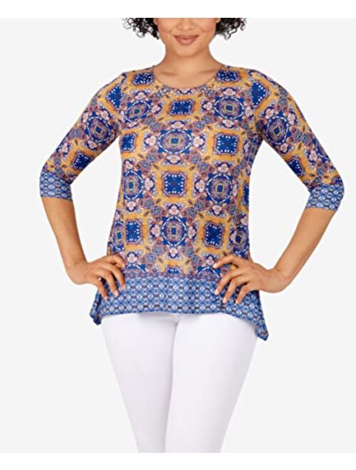 Ruby Rd. Womens Womens Tile Border Sublimation Top