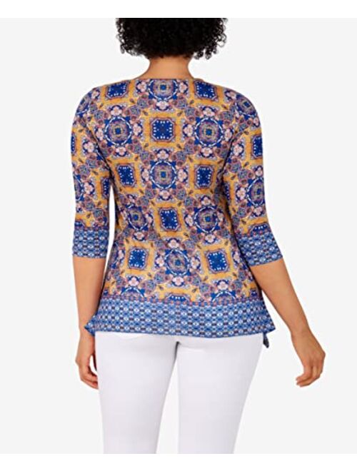 Ruby Rd. Womens Womens Tile Border Sublimation Top