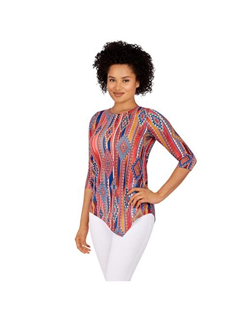 Ruby Rd. Womens Womens A-Symmetric Sublimation Top