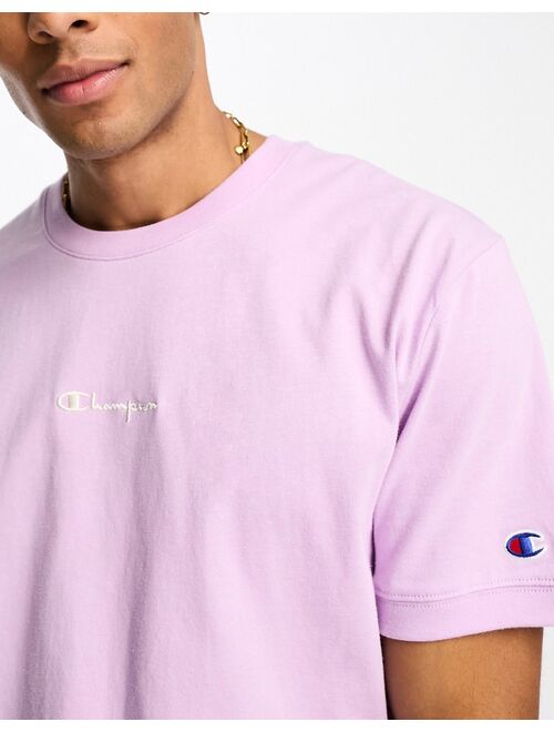 Champion midweight t-shirt with central logo in lilac
