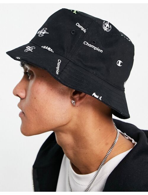 Champion bucket hat with small logo in black