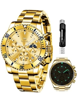 Mens Watches Chronograph Luxury Dress Moon Phase Quartz Stainless Steel Waterproof Luminous Business Calendar Wrist Watch