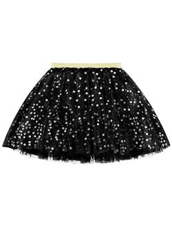 KEREDA Baby Girls Layered Tutu Skirt Sparkling Sequin Tulle Dance Skirts 1-12 Years