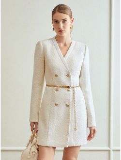 PREMIUM WOOL-MIX TWEED FITTED DRESS WITHOUT BELT