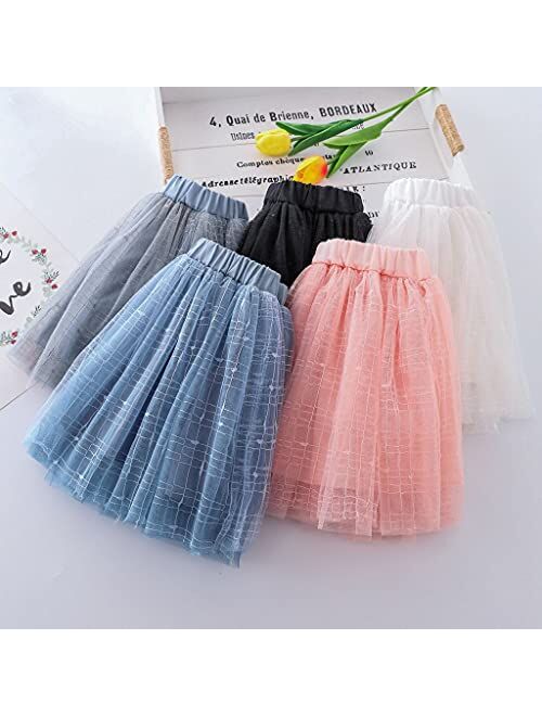 Tortoise & Rabbit Soft Plaid Tulle Tutu Skirt for Toddlers Girls Princess Dress Up 1-10 Years