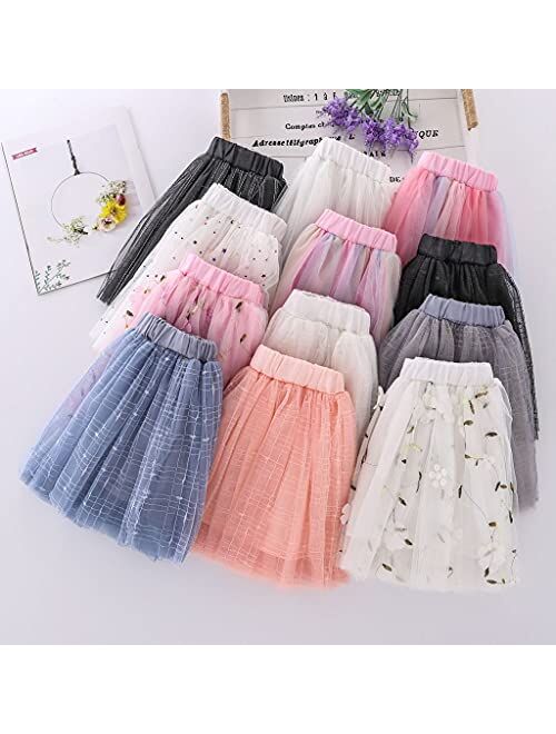 Tortoise & Rabbit Soft Plaid Tulle Tutu Skirt for Toddlers Girls Princess Dress Up 1-10 Years