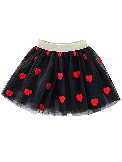Tortoise & Rabbit Embroidery Tulle Tutu Skirt with Heart Cherry Pineapple for Girls 1-10 Years