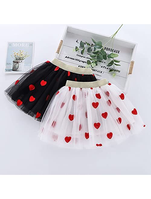 Tortoise & Rabbit Embroidery Tulle Tutu Skirt with Heart Cherry Pineapple for Girls 1-10 Years