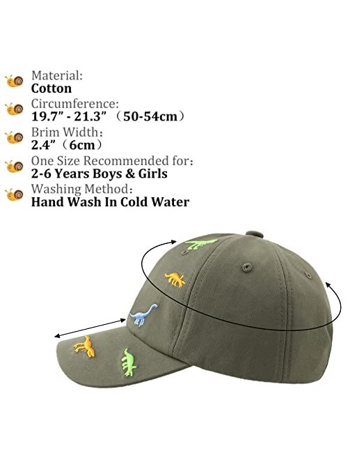 Bamery Toddler Baseball Hat for Boys&Girls Baby Baseball Cap Embroidery Dinosaur Kids Hat for 2-6T
