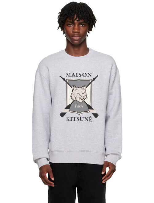 MAISON KITSUNE Gray College Fox Sweatshirt