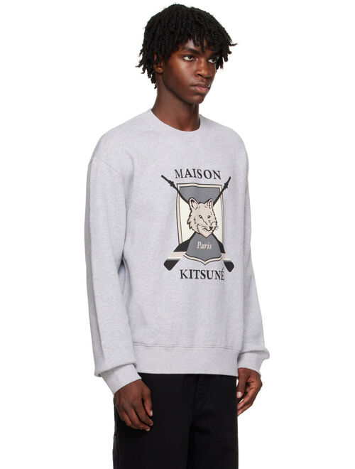 MAISON KITSUNE Gray College Fox Sweatshirt