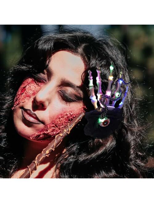 DRESBE Light Up Hair Clip LED Flower Hair Clips Snake Skeleton Hand Headpiece Halloween Hair Accessory for Women and Girls