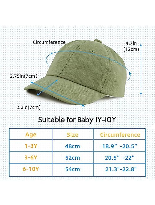 Peecabe Plain Toddler Baseball Hat Unisex Cotton Kids Trucker Hat Adjustable Baby Boys Sun Caps Girls Baseball Cap 1-5Y