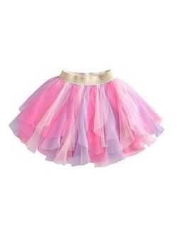 DXTON Girls Rainbow Flower Tulle Skirt Toddler Tutu Girls Clothes