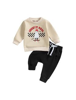 Allshope Toddler Baby Boy Halloween Outfits Ghost Pumpkin Print Sweatshirt Tops Pants Set Cute Infant Newborn Fall Clothes
