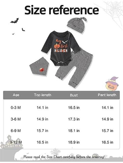 RCPATERN My First Halloween Baby Boy Outfit Pumpkin Coat Bow Tie Romper and Striped Pants Infant Halloween Clothes Sets