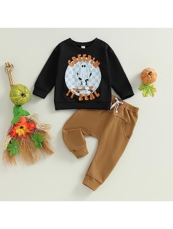 DNOMAID YZARC Halloween Toddler Baby Boy Outfit Mama's Pumpkin Long Sleeve Sweatshirt Casual Pants Set 2Pcs Halloween Clothes