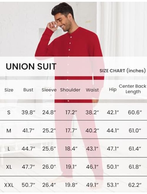 Ekouaer Men's Thermal Union Suit Button Down Onesies Long Sleeve One Piece Pajama S-XXL