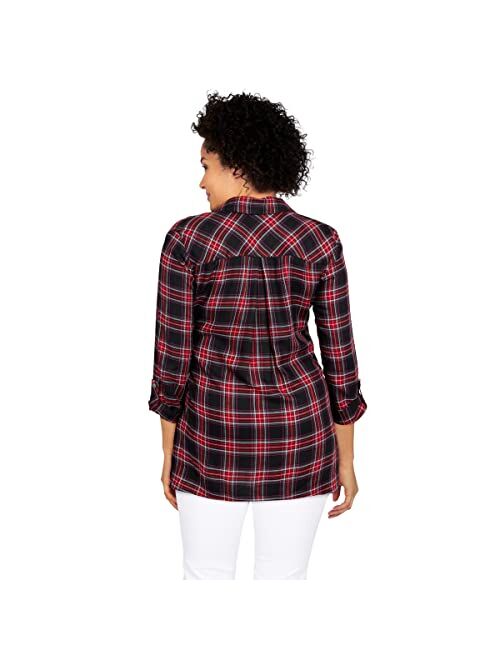 Ruby Rd. Womens Womens Flannel Top