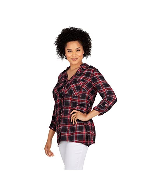 Ruby Rd. Womens Womens Flannel Top