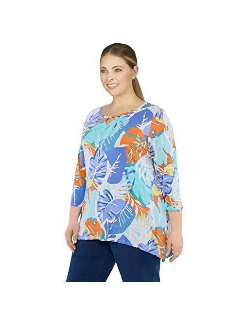 Ruby Rd. Women's Plus-Size Knit Graphic Tropical Print top