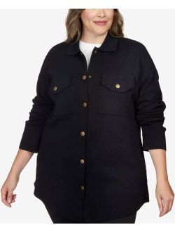 Plus Size Solid Shacket Sweater