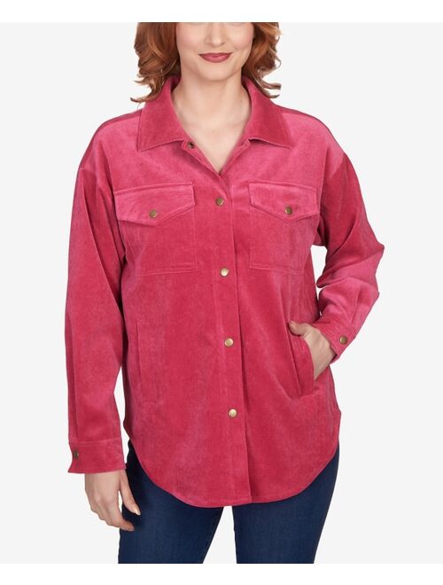 RUBY RD. Petite Button Up Solid Corduroy Shacket
