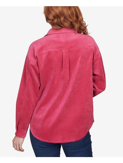 RUBY RD. Petite Button Up Solid Corduroy Shacket