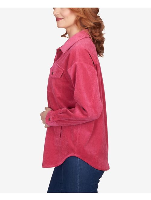 RUBY RD. Petite Button Up Solid Corduroy Shacket