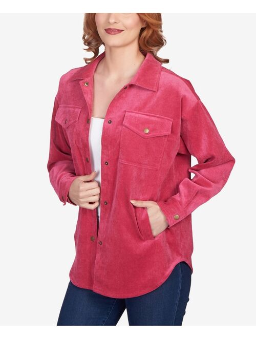 RUBY RD. Petite Button Up Solid Corduroy Shacket