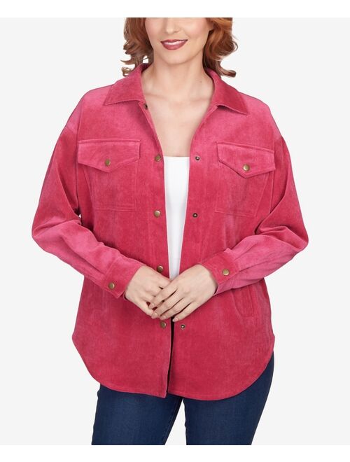 RUBY RD. Petite Button Up Solid Corduroy Shacket