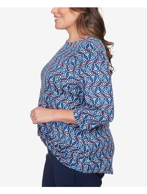 RUBY RD. Plus Size Geometric Puff Print Twisted Top