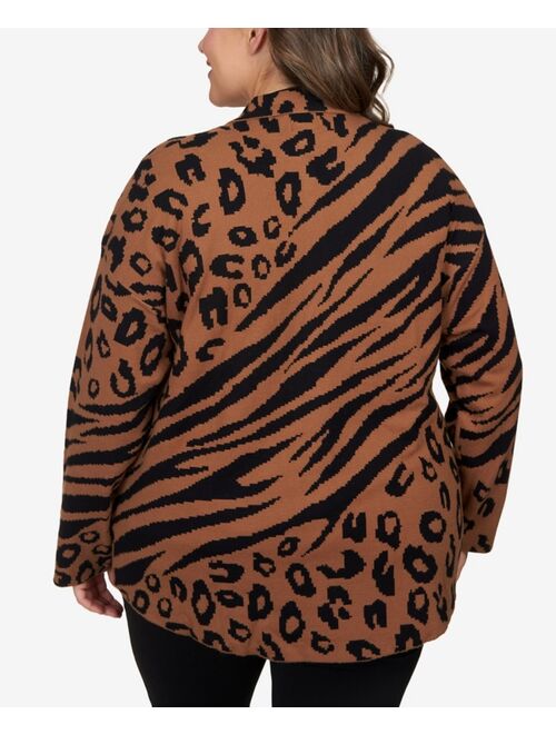 RUBY RD. Plus Size Animal Print Shacket Sweater