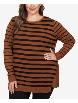 Plus Size Striped Fold Over Sweater