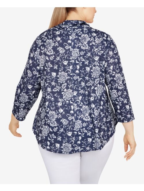 RUBY RD. Plus Size Floral Cowl Neck Top