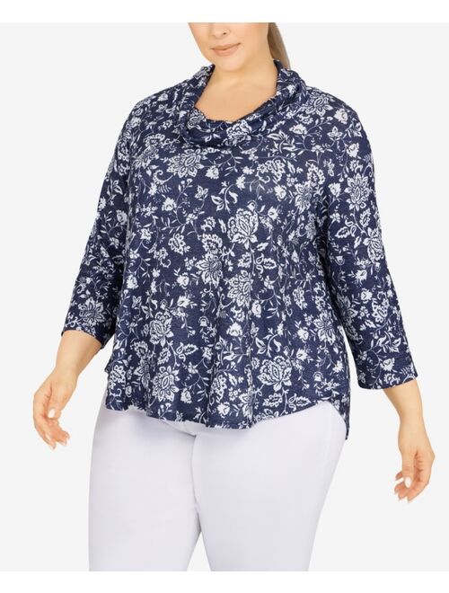 RUBY RD. Plus Size Floral Cowl Neck Top