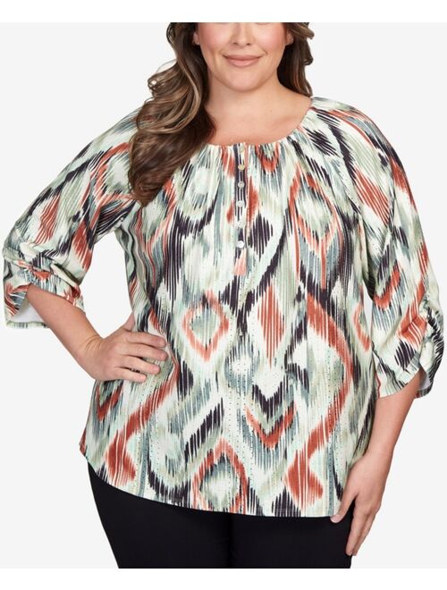 RUBY RD. Plus Size Knit Eyelet Pullover Top