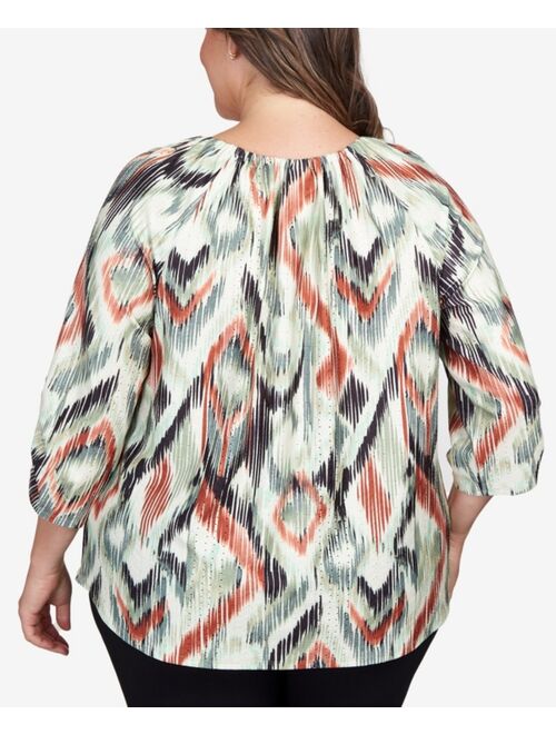 RUBY RD. Plus Size Knit Eyelet Pullover Top